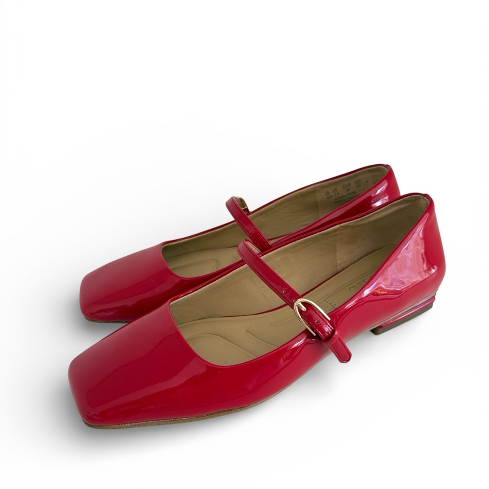 Franco Sarto Red Mary Jane Flats Square Toe Buckle Straps Women's US 6